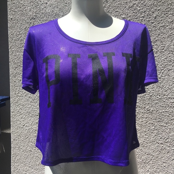 PINK VS purple sheer mesh crop top size S - Picture 2 of 7